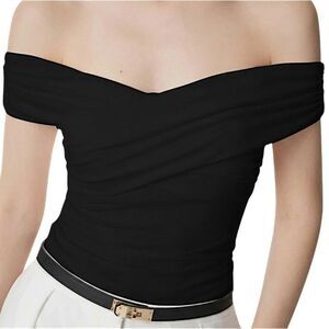 OGL Eco-SkinKiss Criss Cross Off Shoulder New Airy Brami Top Black Size XS